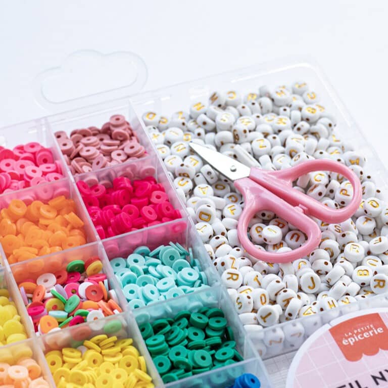 boîte de perles heishi et accessoires 6mm pop la petite épicerie détail contenu boîte