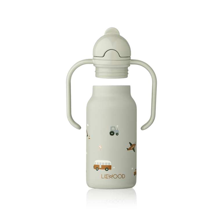 gourde liewood en acier avec anses et paille en silicone véhicules détail pièces gourde sur fond blanc