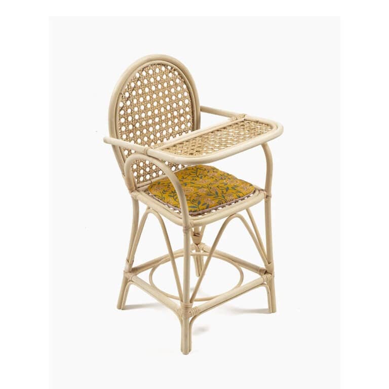 Chaise haute jakarta en rotin et bambou fleurs en liane minikane