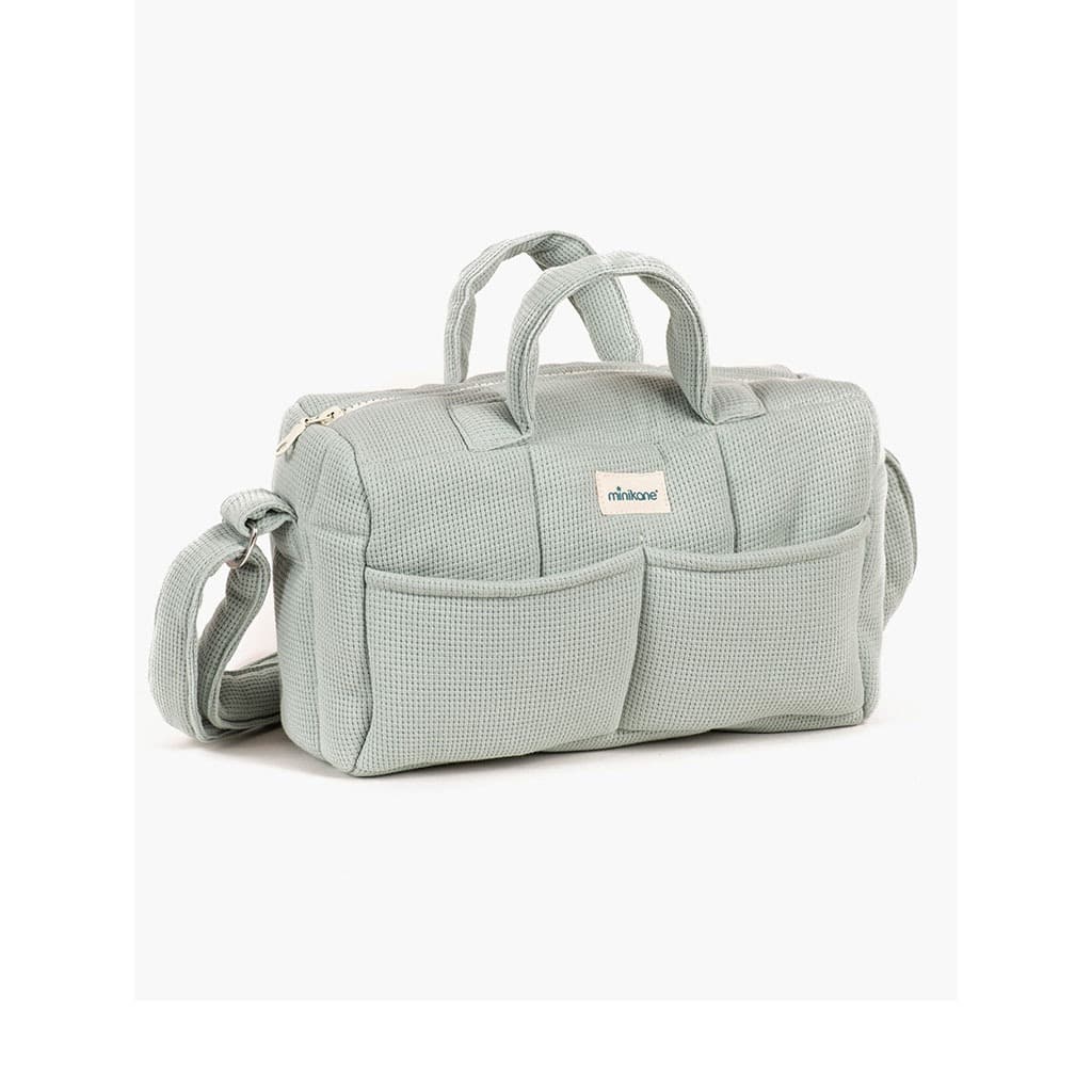 sac à langer maille nid d'abeille vert de gris