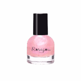 un coffret de deux vernis rose et vert nacré Rosajou, vue sur le vernis rose de face sur fond blanc