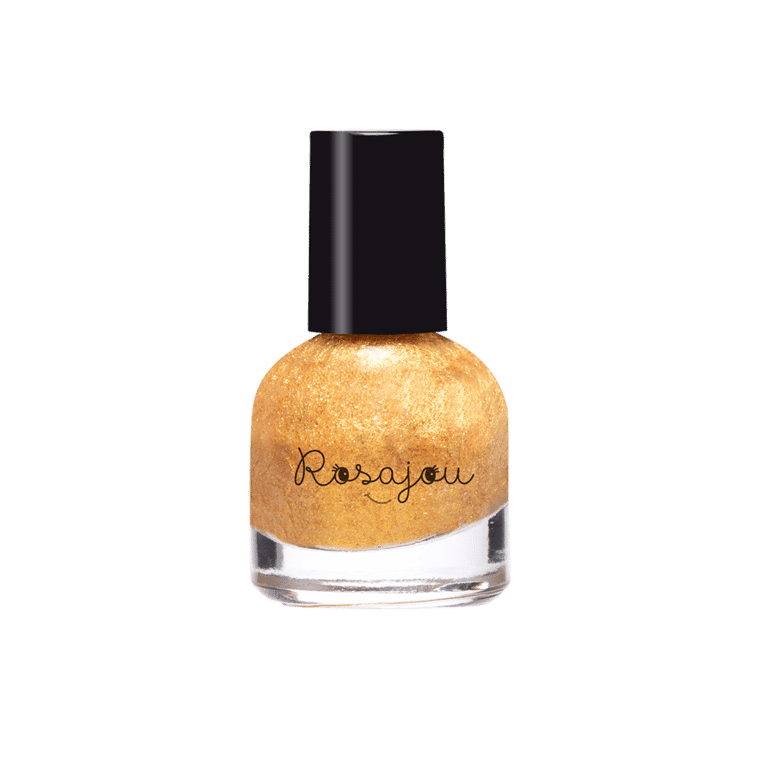 un coffret de deux vernis doré et rose Rosajou, vue sur le vernis doré sur fond blanc