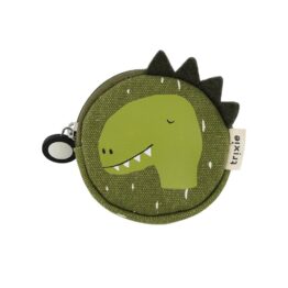 un porte monnaie dino, vue de face sur fond blanc