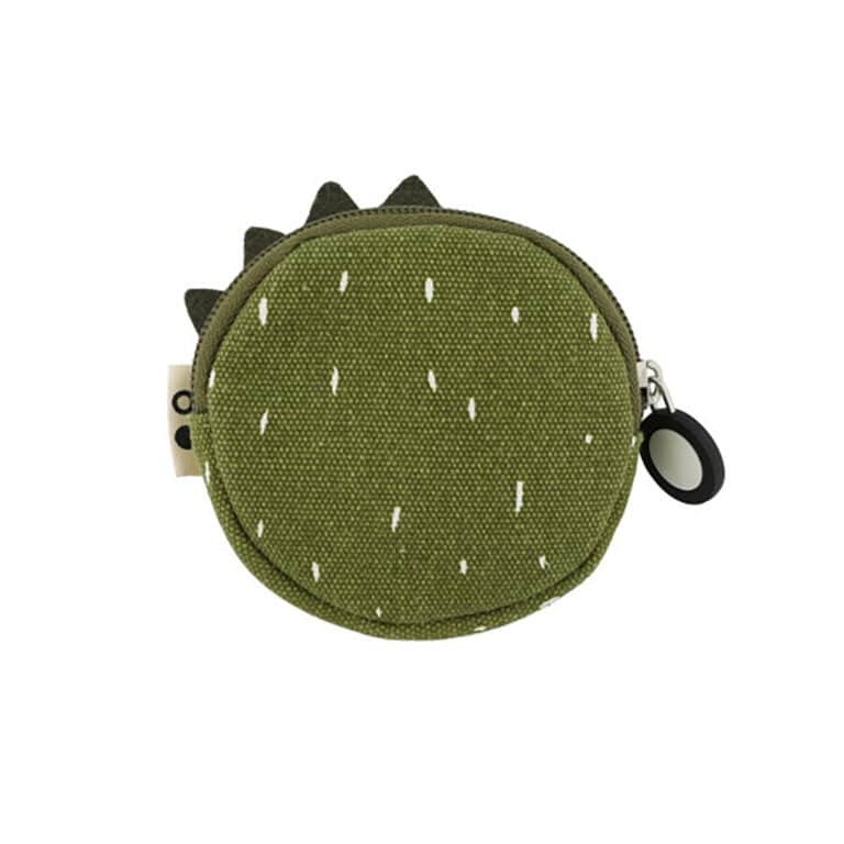 un porte monnaie dino, vue de face sur fond blanc