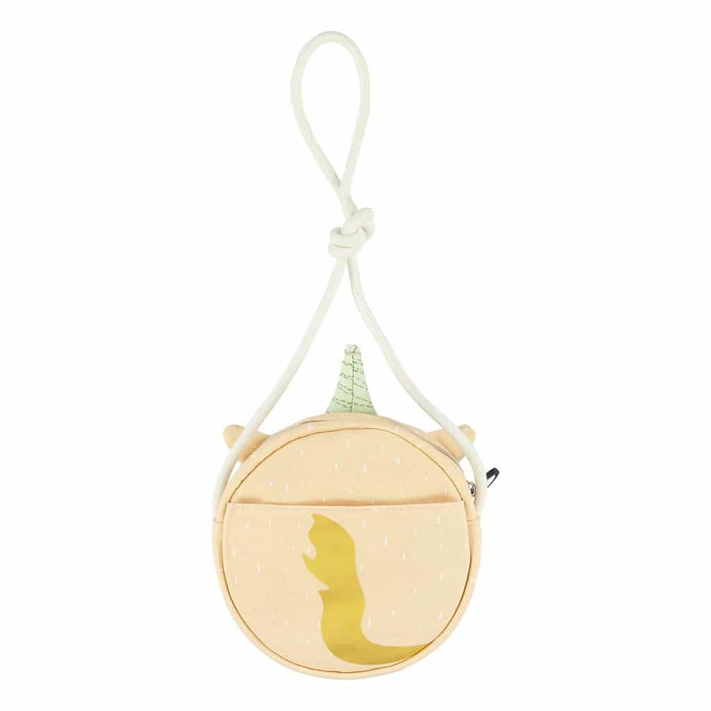 Un petit sac rond licorne, vue de face sur fond blanc