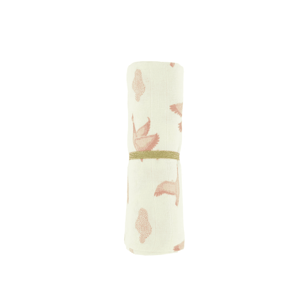 un petit lange Birdy Baubels, vue de face sur fond blanc