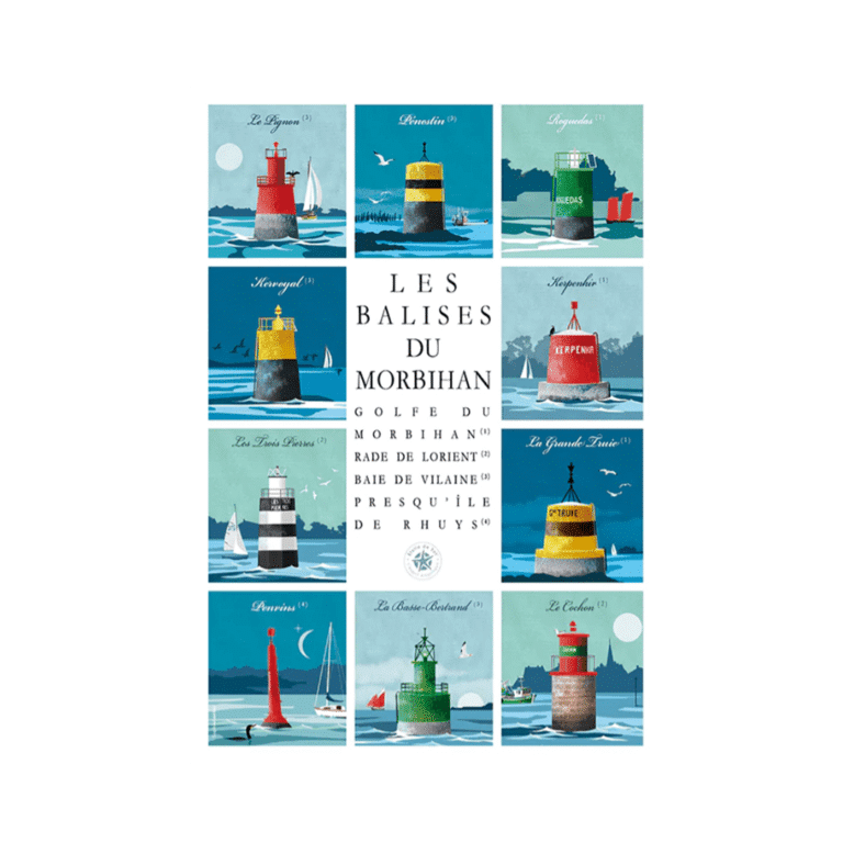 une carte postale représentant les balises du Morbihan Etoile De Sel, vue de face sur fond blanc