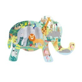 puzzle 40 pièces animaux de la jungle floss&rock détail forme puzzle éléphant