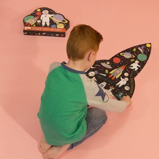 puzzle 80 pièces espace floss & rock photo ambiance avec enfant
