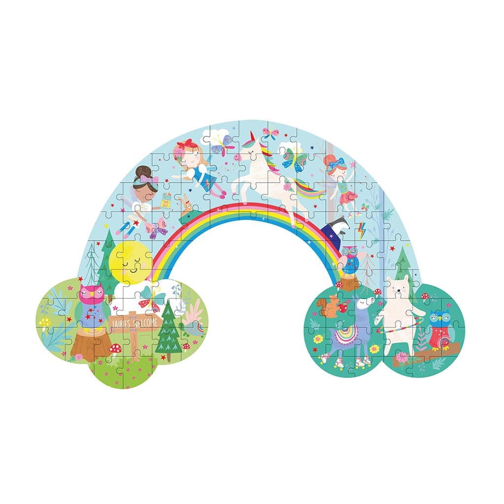 puzzle 80 pièces fée floss & rock forme puzzle arc-en-ciel sur fond blanc