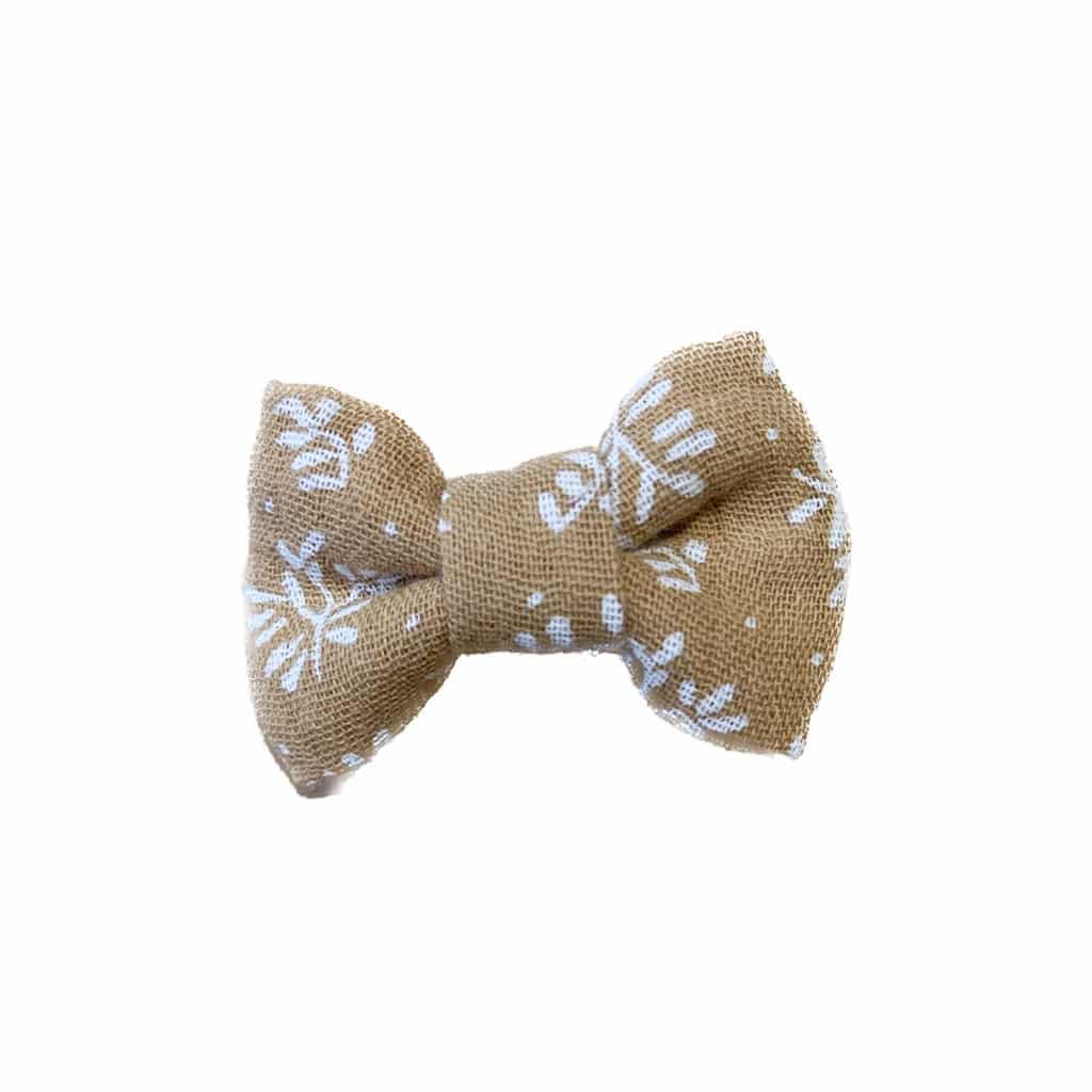 barrette noeud petite fleur camel