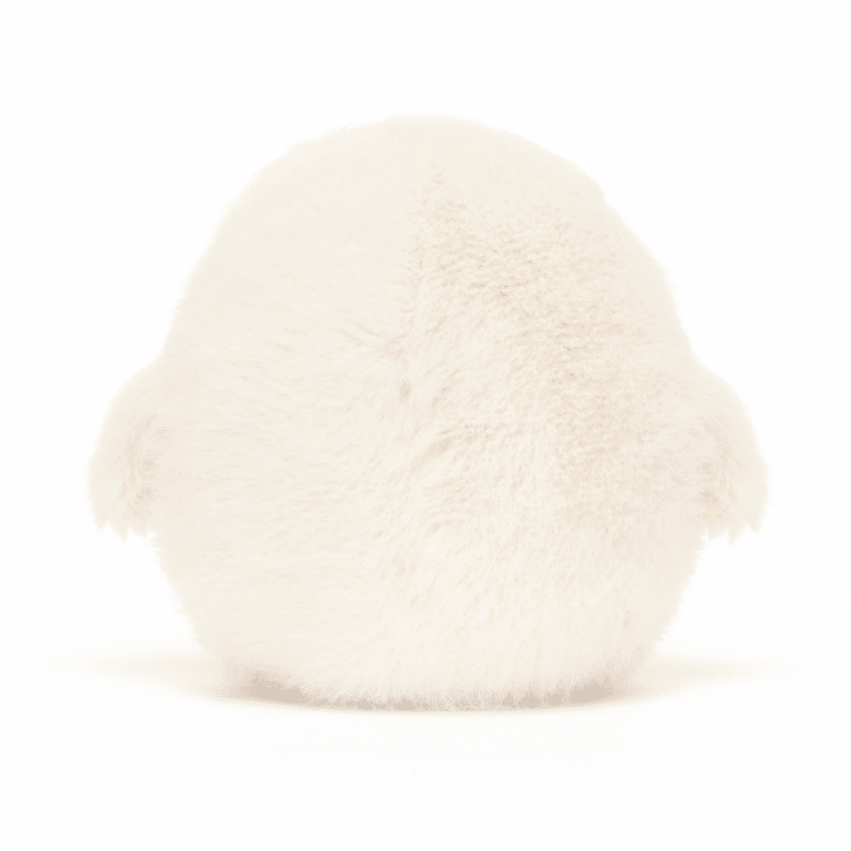 mini doudou chouette blanche de dos sur fond blanc
