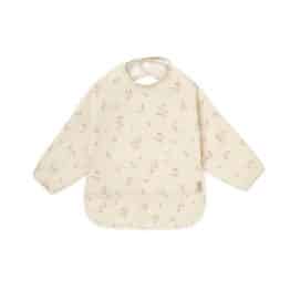 un bavoir plastifié fleurs, vue de face sur fond blanc