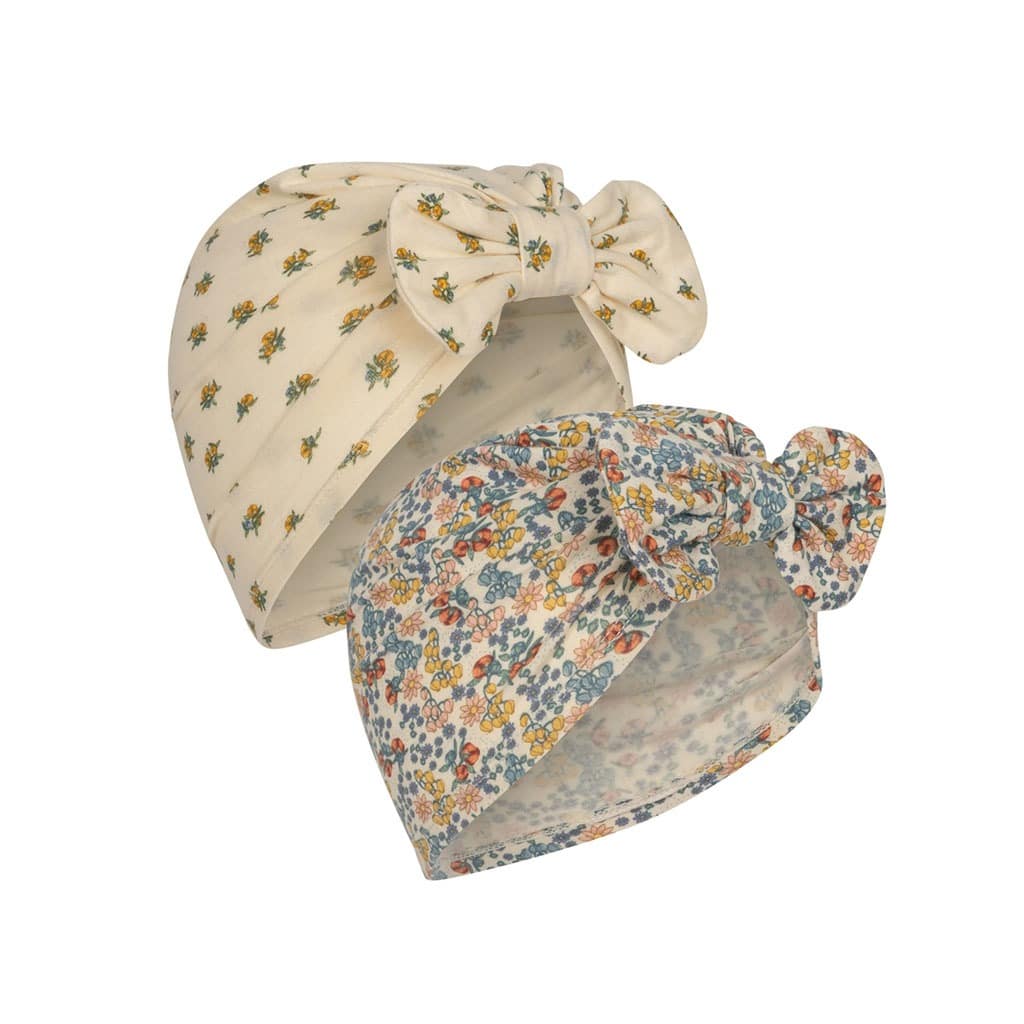 un lot de 2 turbans fleurs Konges Slojd, vue de face sur fond blanc