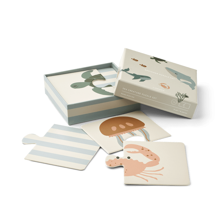 puzzle liewood 2 pièces animaux marins sur fond blanc