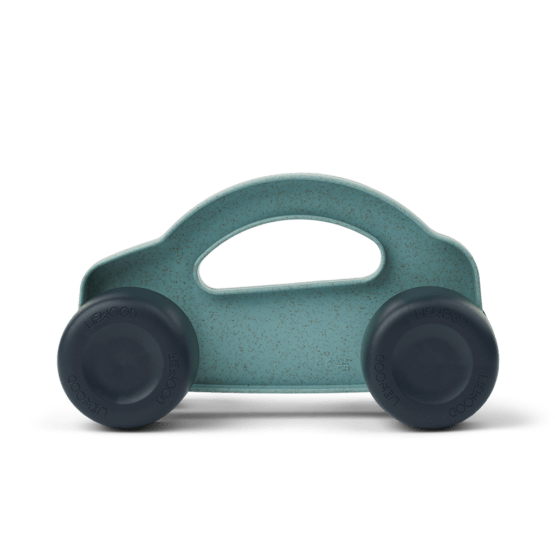 voiture liewood à roulettes bleu vue de profil sur fond blanc