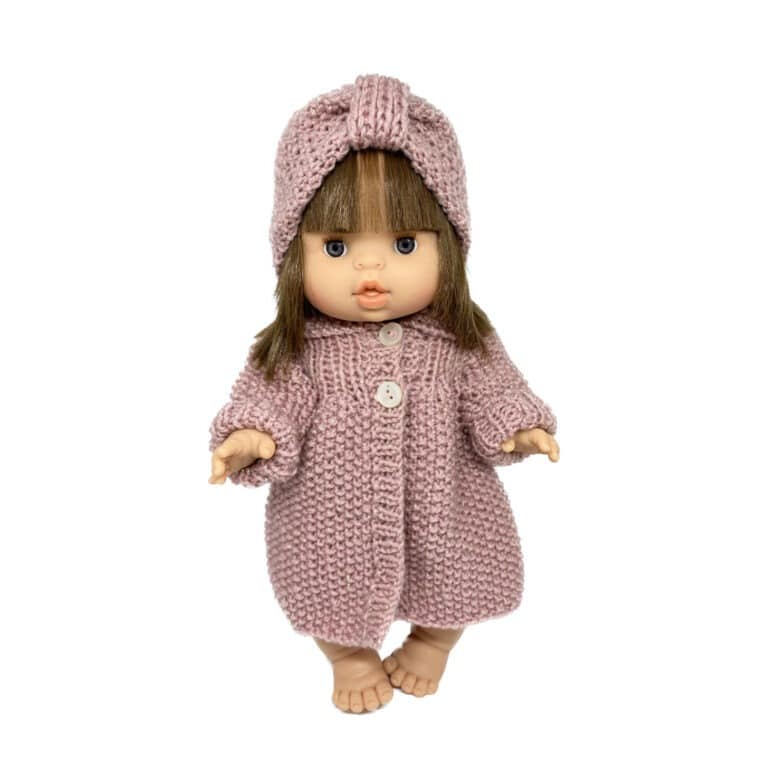 manteau et bandeau rose en laine