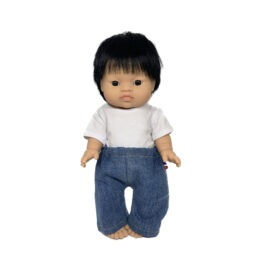 Pantalon en jean bleu clair pour poupée minikane