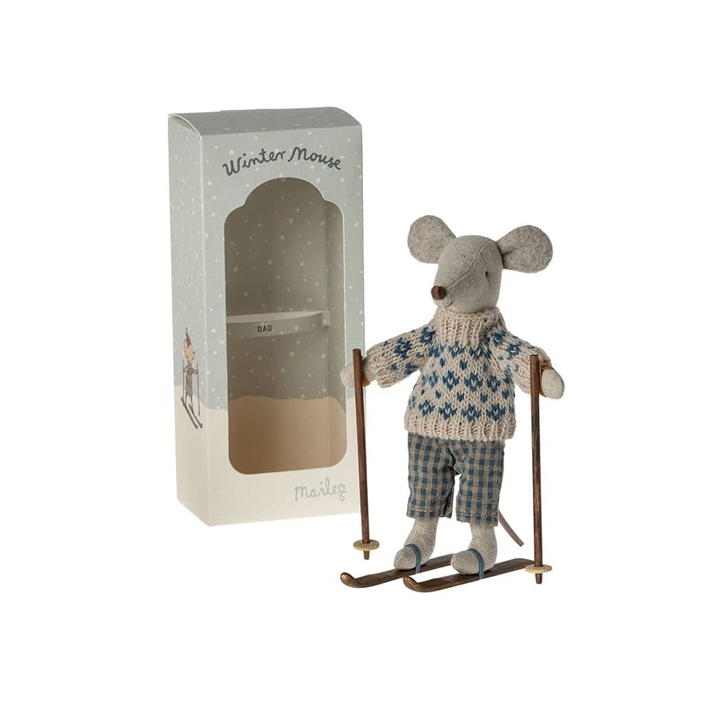 souris papa en hiver devant packaging