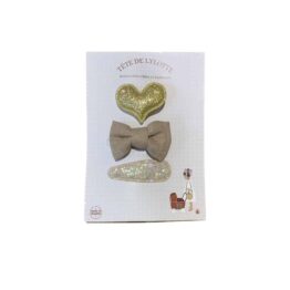 trio de barrettes doré tête de lylotte