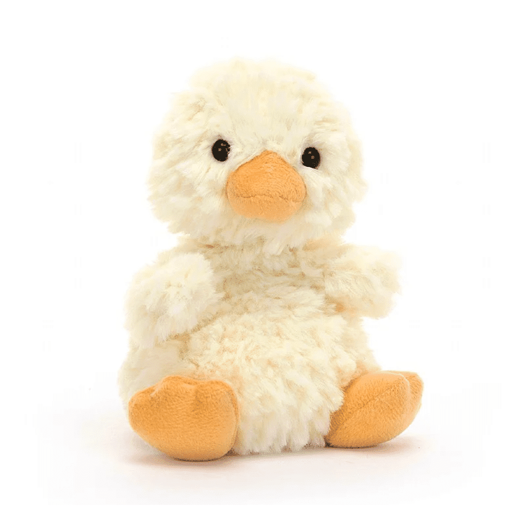 doudou caneton jellycat sur fond blanc