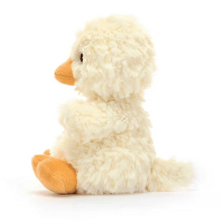 doudou caneton jellycat vue de profil sur fond blanc