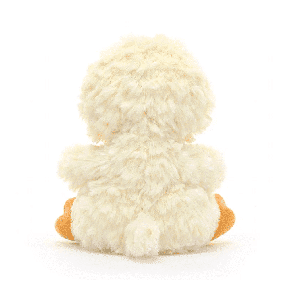 doudou caneton jellycat vue de dos sur fond blanc