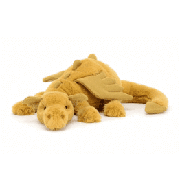 doudou jellycat dragon doré sur fond blanc