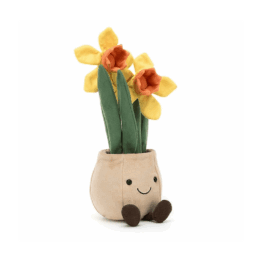 doudou jellycat jonquille dans son pot sur fond blanc