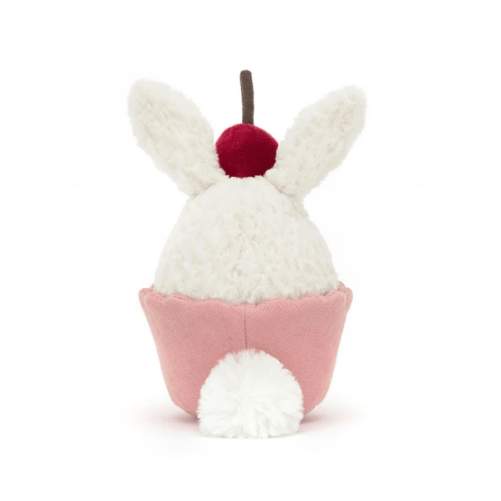 doudou jellycat lapin cupcake vue de dos sur fond blanc