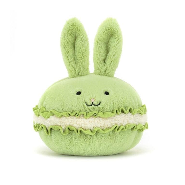 doudou lapin vert macaron vue de face