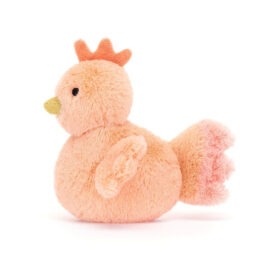 poule fluffy abricot Jellycat vue de profil