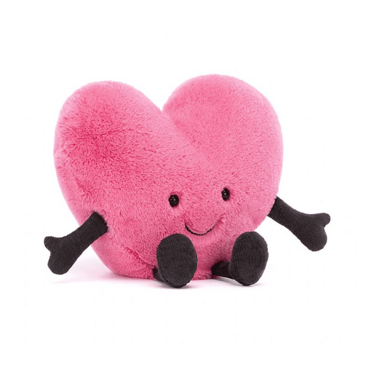 peluche jellycat petit coeur rose sur fond blanc