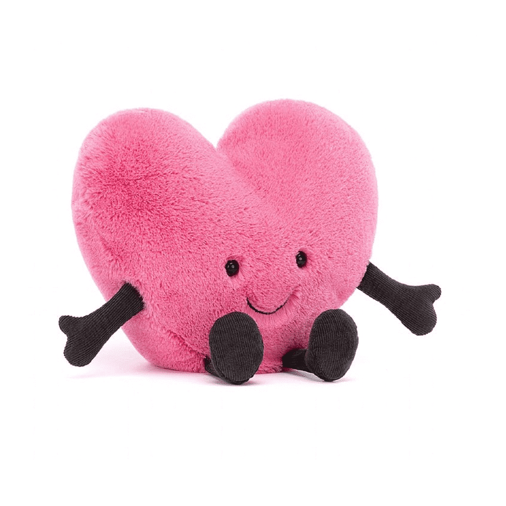 peluche jellycat petit coeur rose sur fond blanc