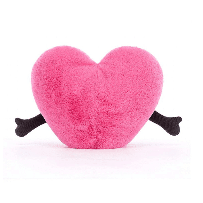 peluche jellycat petit coeur rose vue de dos sur fond blanc