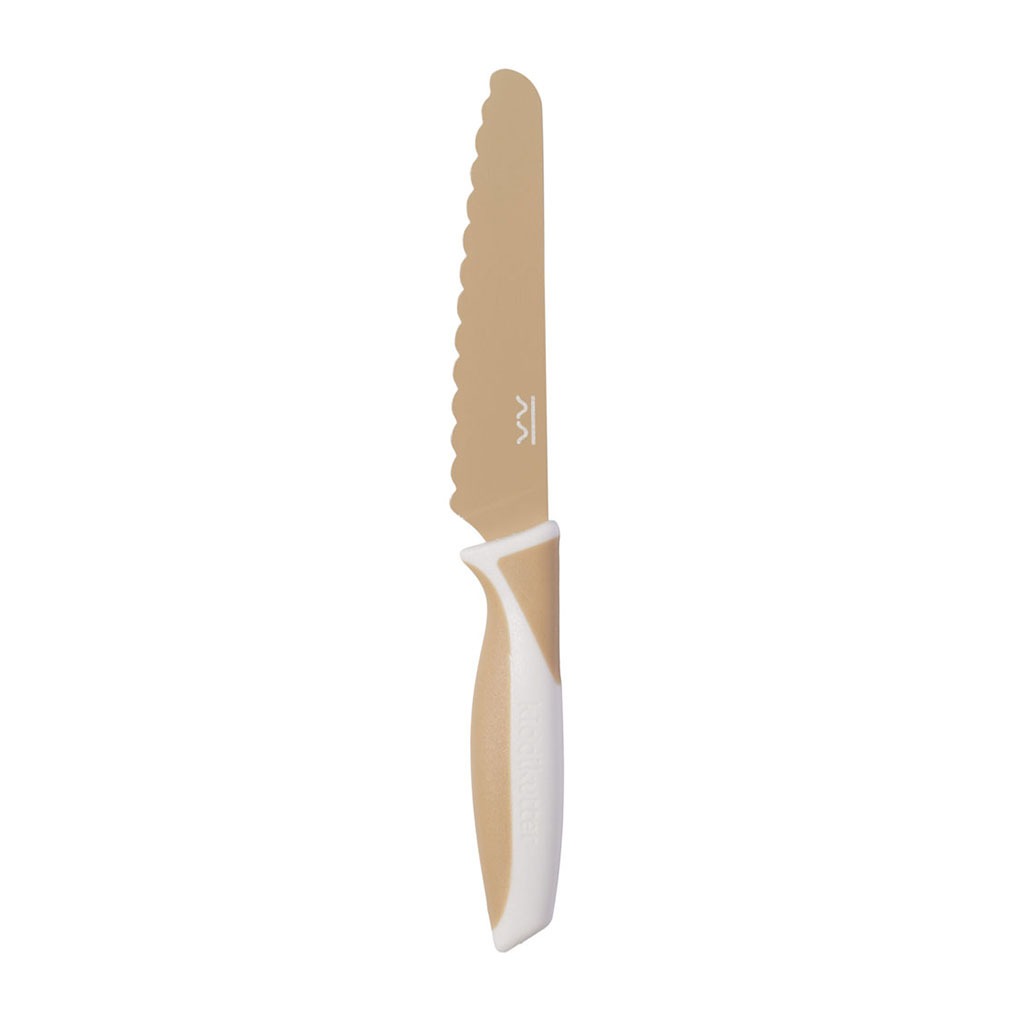 un couteau d'apprentissage vanille, vue de face sur fond blanc