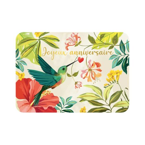 carte joyeux anniversaire collibri cartes d'art sur fond blanc