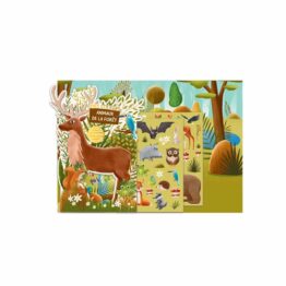 jeu de stickers avec poster animaux de la forêt cartes d'art sur fond blanc