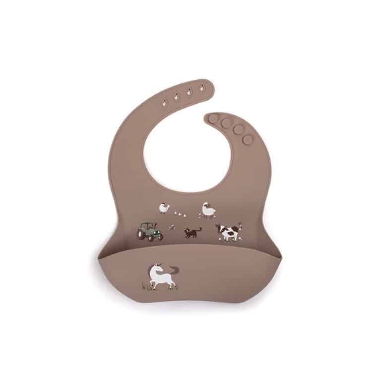 Bavoir en silicone sur le thème de la ferme filibabba