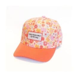 une casquette retro flowers Hello Hossy, vue de face sur fond blanc