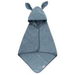 une cape de bain bleu Bibs, vue de face sur fond blanc