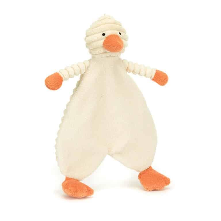 doudou plat canard jellycat vue de trois quart