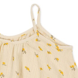 robe bretelles fleurs jaune détail motif