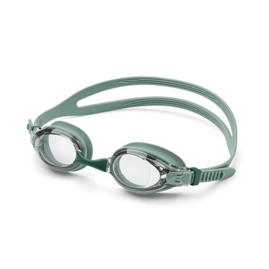 une paire de lunette de natation peppermint Liewood, vue de face sur fond blanc