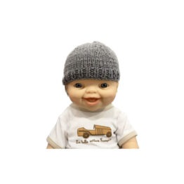 Bonnet en tricot gris pour poupée gordis minikane