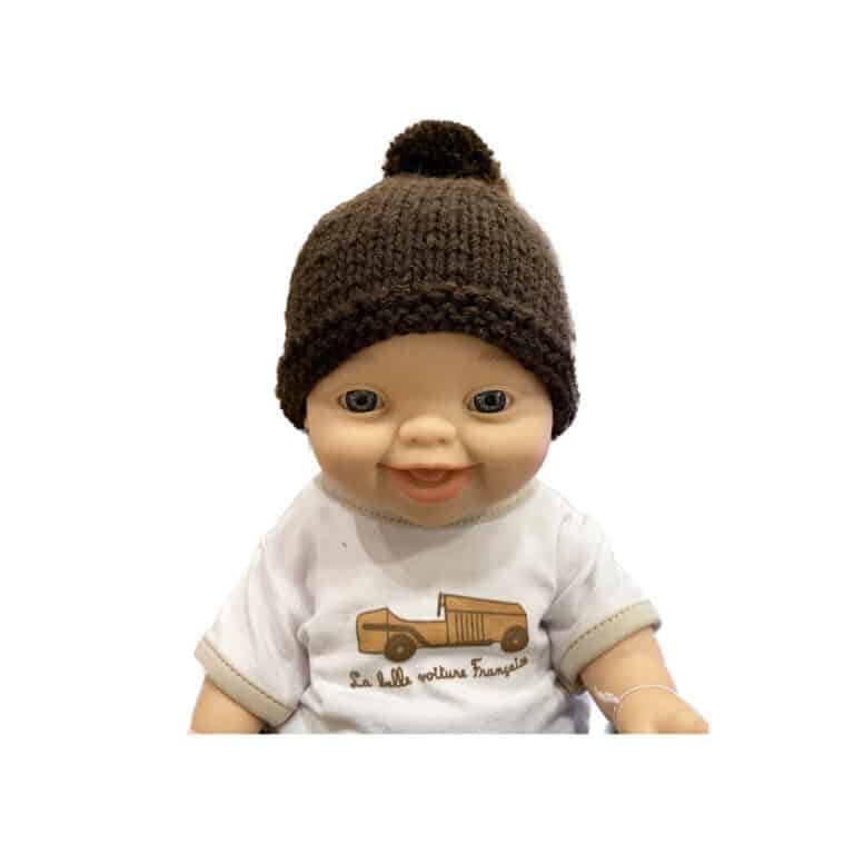 Bonnet Tricot Avec Pompon - Marron - Pour Poupée Gordis Minikane