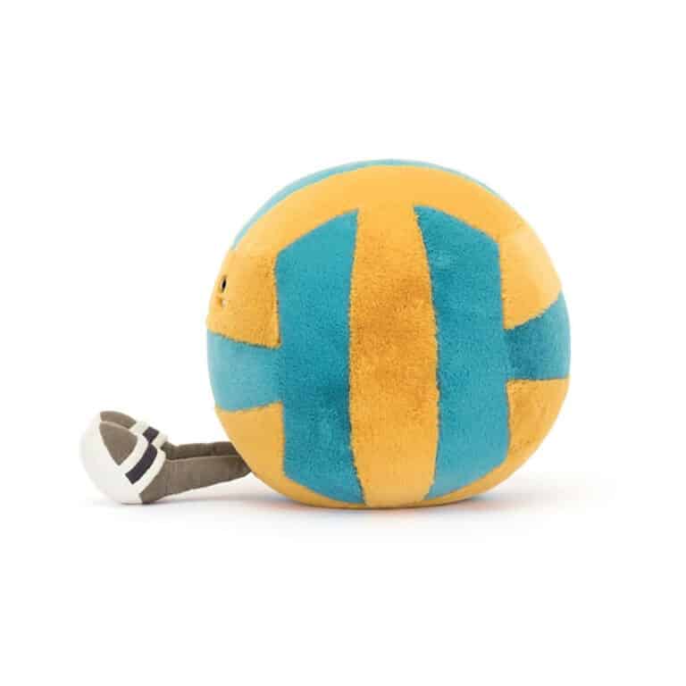 doudou amuseable ballon de volley jellycat vue de côté sur fond blanc