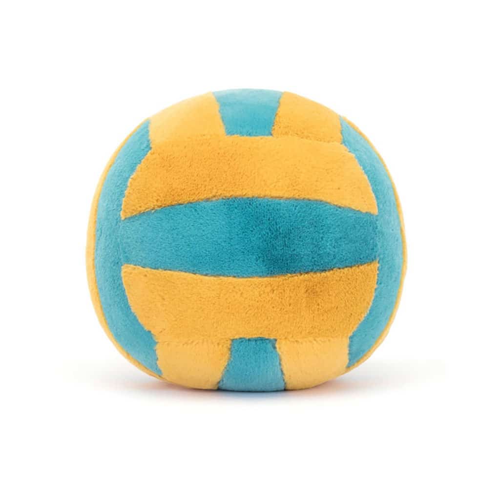 doudou amuseable ballon de volley jellycat vue de derrière sur fond blanc