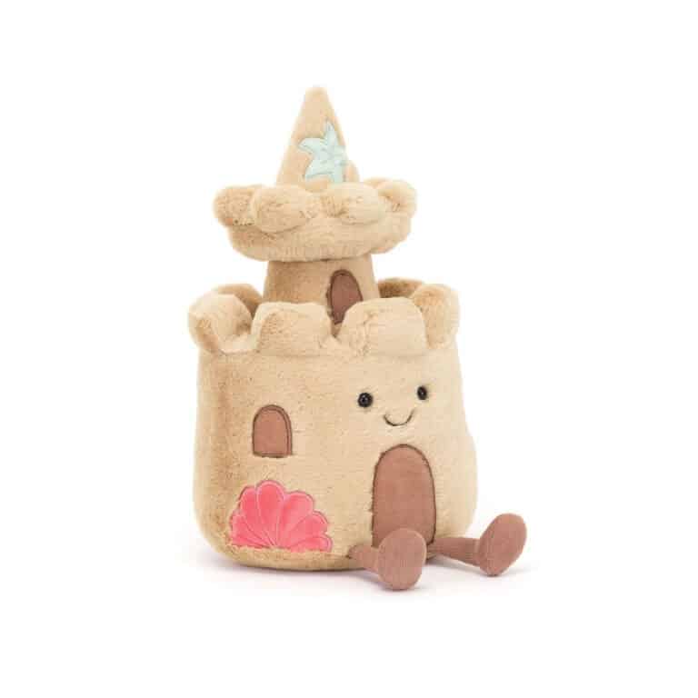 doudou amuseable château de sable jellycat sur fond blanc