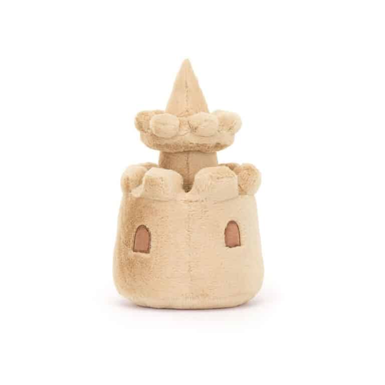 doudou amuseable château de sable jellycat vue de derrière sur fond blanc